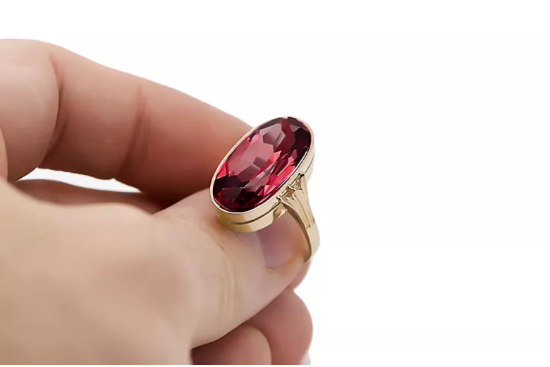 Žiedas Rubinas 14k geltono aukso Vintažinis stilius vrc113y